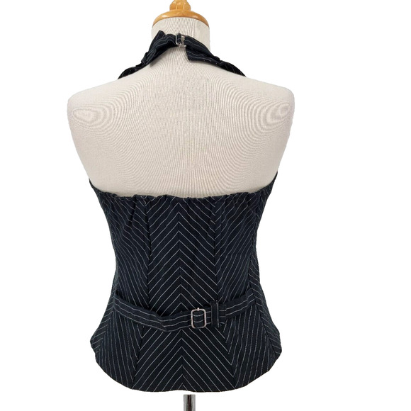 Dead Threads Women's Medium Goth Punk Grunge Halter Vest Corset Stripes Y2K - Picture 8 of 15